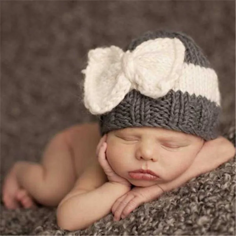 Детские шапочки Skullies Beanies, шапка, Осень-зима, однотонная шерстяная вязаная теплая шапка с бантом для мальчиков и девочек, модные аксессуары-XMC