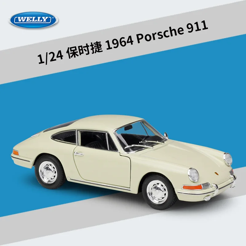 Welly 1:36 имитационная модель автомобиля игрушка для Porsche 911 1964 сплав Игрушечная модель автомобиля с функцией оттягивания оригинальная коробка для ребенка подарок - Цвет: Белый