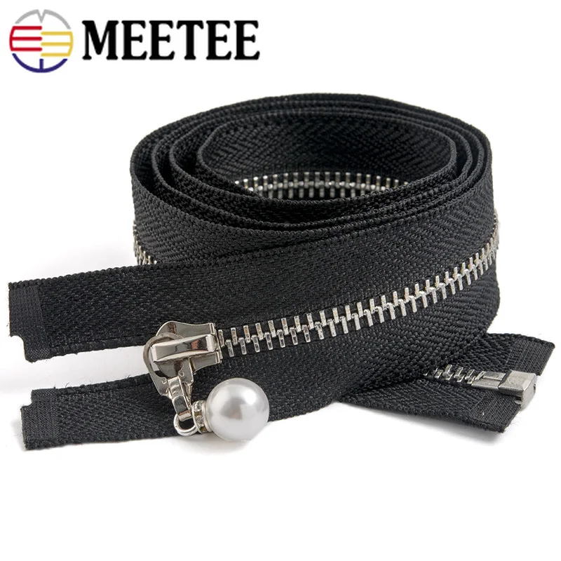 Meetee 20/80/120 см 5 # разъемная застежка молния металлическая с жемчугом и
