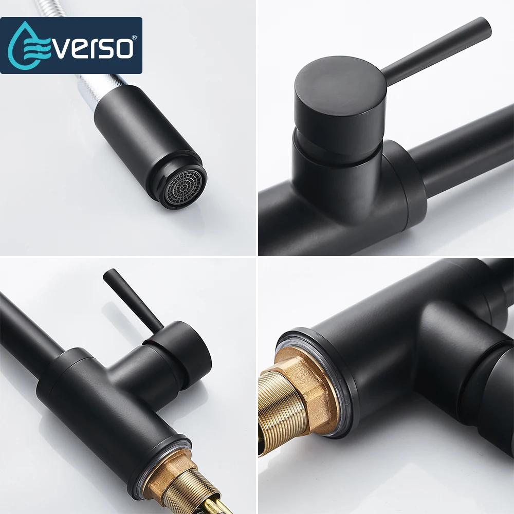  Black Kitchen Faucets Single Handle Pull Out Kitchen Tap Single Hole Handle Swivel 360 Degree Water - 32917170340