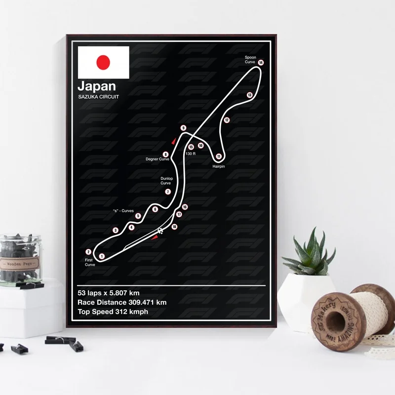 Monaco Belgium Mexico Racetrack F1 Racing Track Nordic Art Canvas Poster Home Wall Decor(No Frame - Цвет: 14