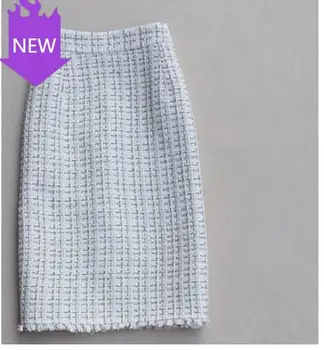 

elegant Office Vintage Small fragrance Package Hip blazer skirt autumn winter New tweed Women high waist