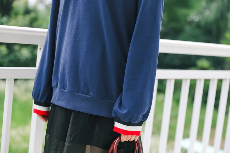 Женские свитшоты японский Harajuku Ulzzang Повседневная Толстовка с вышитыми буквами Женская Корейская Kawaii одежда для женщин