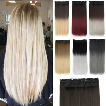 

WERD 22" Hairpiece 110G Straight 5 Clips In False Styling Hair Synthetic Clip In Hair Extensions Heat Resistant