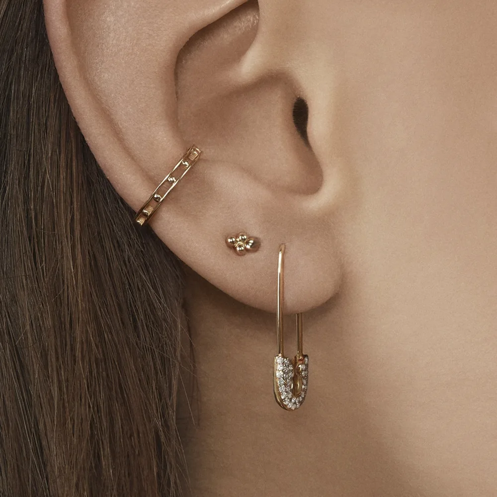 Fashion-European-American-Rhinestone-Earring-Four-Set-Women-Alloy-Clasp-Pin-Simple-Golden-Cuff-Earrings-Clip (3)