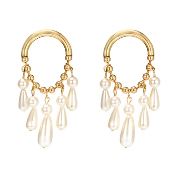 

Water Earrings For Women Elegant Party Simulated Pearl Tassel Earrings Temperament Hyperbole Long Pendants Accessories