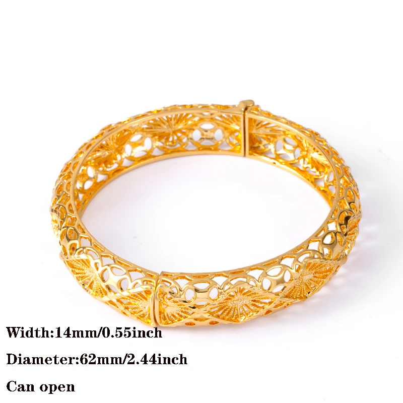 1pcs Dubai bangles for women Ethiopian gold color bracelets for weddings Arabic bride African party gift