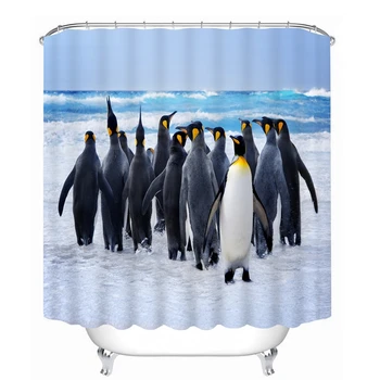 

Customizable 3d Shower Curtains Arctic Penguin Animal Pattern Thicken Waterproof Fabrics Bathroom Curtain 12 C Type Hook