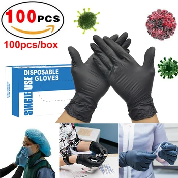 

50pairs/Box Black Disposable Gloves Medical Food Care Beauty Latex Free Gloves Anti Virus Gloves 100Pcs/Box