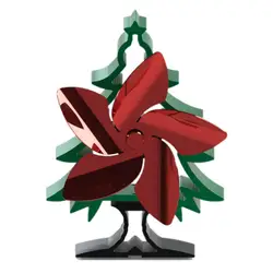 5-Blade Fireplace Fan Christmas Tree Shape Stove Fan Heat Powered Eco Fans Aluminium Alloy Home Blower Warm Air Circulation Heat