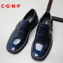 

C·G·N·P British Style Genuine Leather Business Formal Shoes Men Loafers Square Toe Dress Shoes Slip On Man Office Shoes