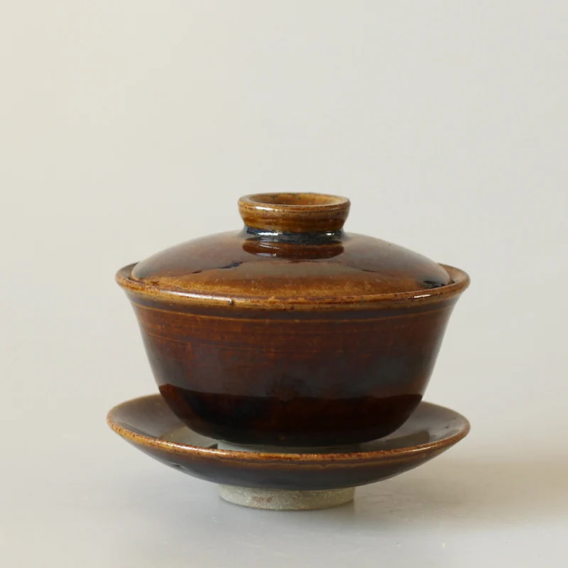 170 мл ручной работы Грубая керамика Gaiwan керамический чайный набор кунг-фу чайная чаша Tureen чайная чашка и блюдце винтажные мастер чашки чайная посуда
