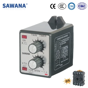 

50/60Hz Electronic DIGITAL twin time relay AC110V 220V DC 24V 12s/12m SPDT variable relay ATDV-N4 relay 8 pins socket base