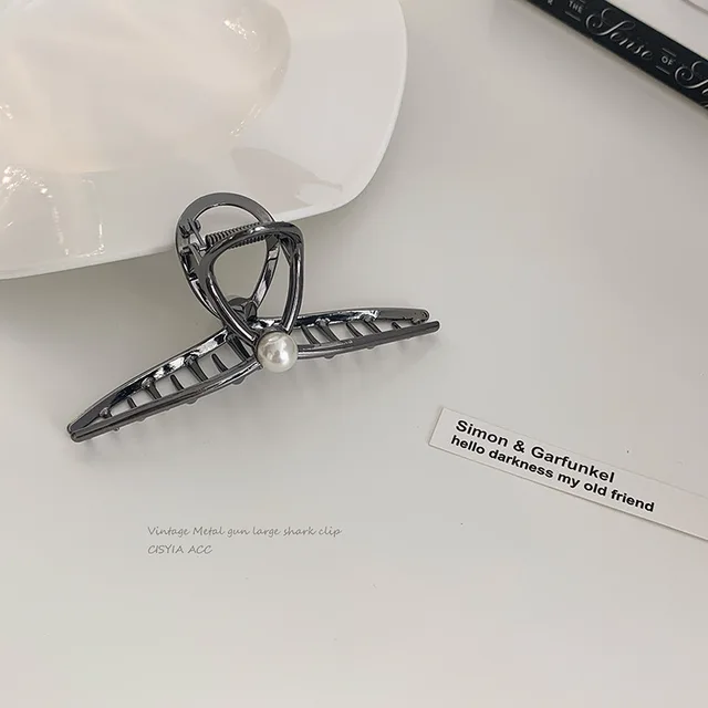 2021 NEW Metal Barrettes Women Fashion Hair Claws Gunmetal Hair Clips Hairpins Lady Hair Accessories Ornaments Crab Octoups gunmetal 3