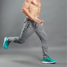 Осень-зима мужские Штаны бег высокоэластичные брюки шнурок Штаны на молнии; спортивные брюки с карманами и тренировок, длинные брюки 3XL