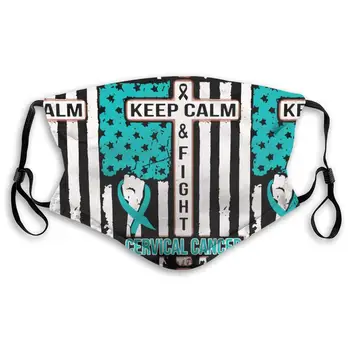 

Keep Calm and Fight Cervical Cancer Mouth Cover Mask with PM2.5 Filters 5 Layers of Protection for Unisex Black