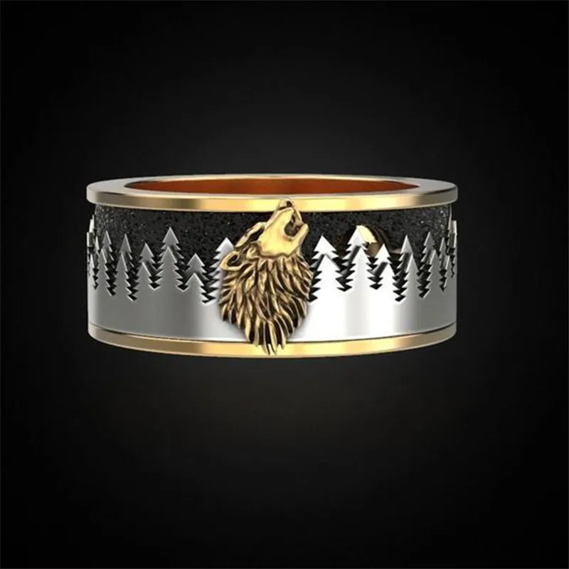 Мужское двухцветное кольцо в стиле панк винтажное ювелирное изделие золотого и