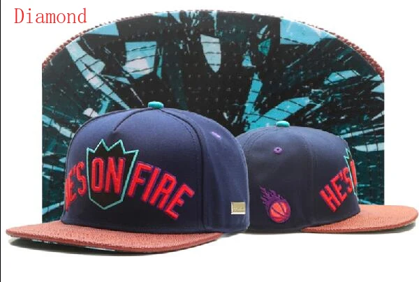 

Diamond he's on fire Letter embroidery basketball snapback hats baseball caps hiphop snap back cap hip hop chapeau