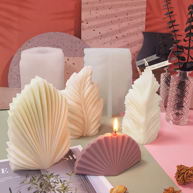 DIY Silicone Candle Mold Leaf Scented Making Resin Molds Geometric Large Scallop Soap Plaster Wax Home Decor | Дом и сад