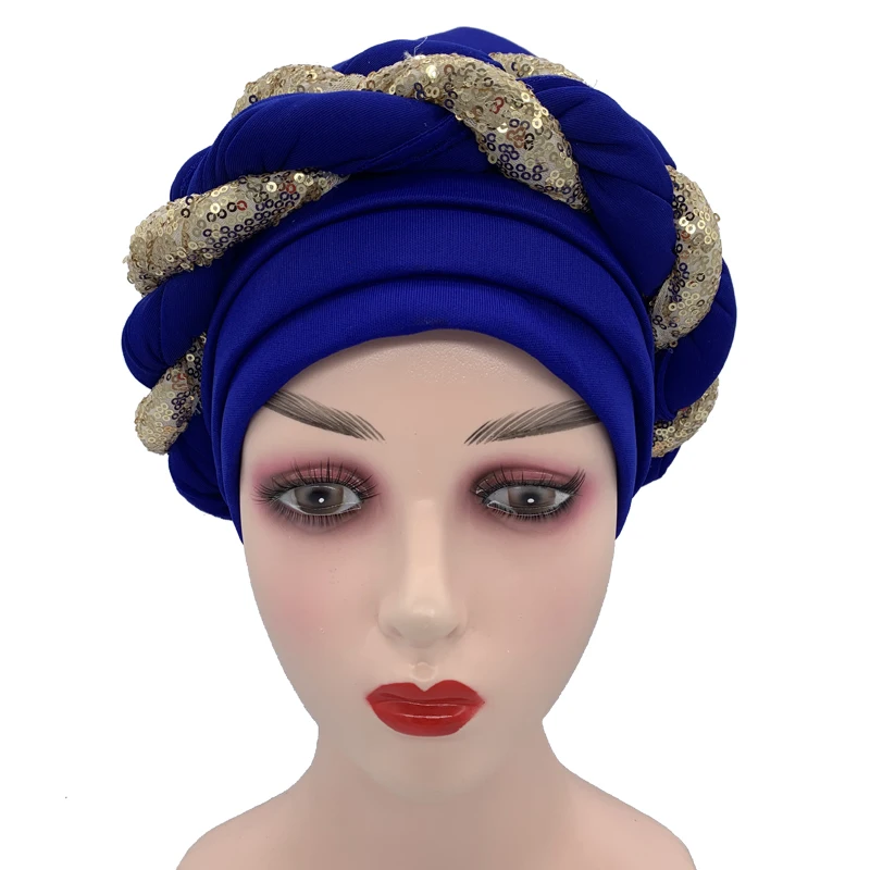 african culture clothing Latest African Auto Geles Headtie Already Made Headties Shinning Sequins Turban Cap for Women Ready Female Head Wraps african traditional clothing Africa Clothing