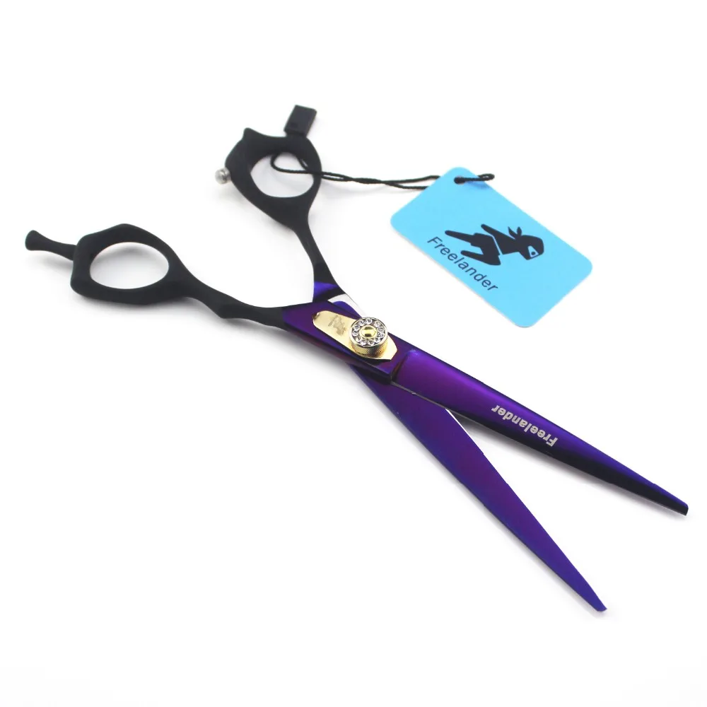 7," Парикмахерские Профессиональные черные ручки фиолетовые ножницы для резки Нескользящие ножницы для волос 440c салонные ножницы для стрижки волос