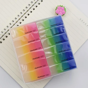 

4 Pcs/set Lovely Transparent Gradient Rainbow Color Eraser Rubber Pencil Erasers Stationery Office School Students Gifts
