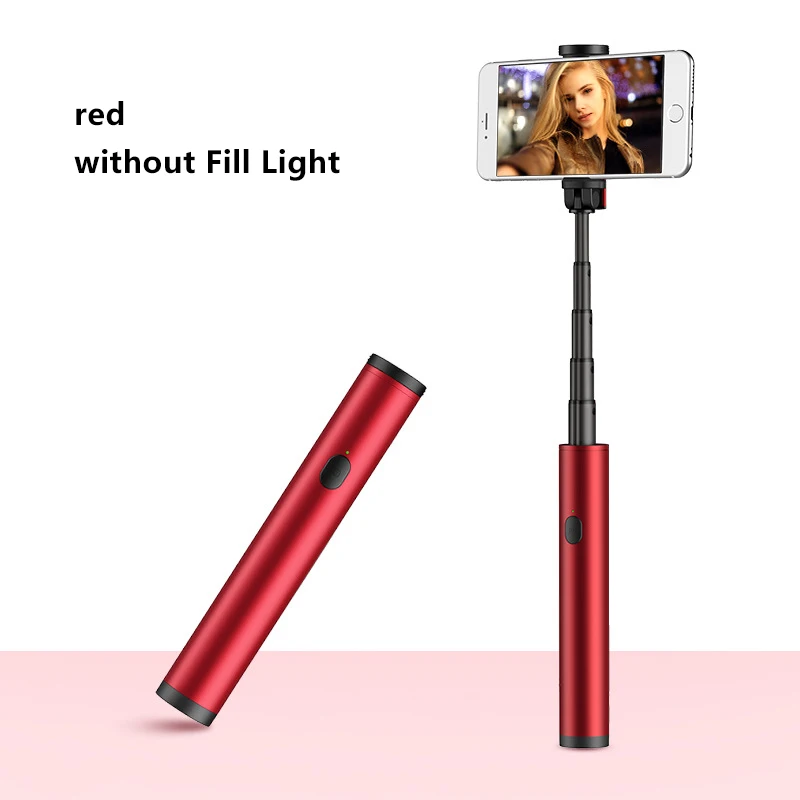 Red Protable Mini Bluetooth Selfie Stick with LED Fill Light for iPhone 11 Pro max, iPhone xr, Samsung HuaWei XiaoMi - Цвет: Red