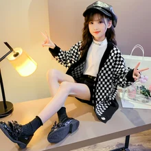 

Girls Sweater Baby's Coat Outwear 2021 Black Thicken Warm Winter Autumn Knitting Cardigan Jacket Formal School Children's Clothi