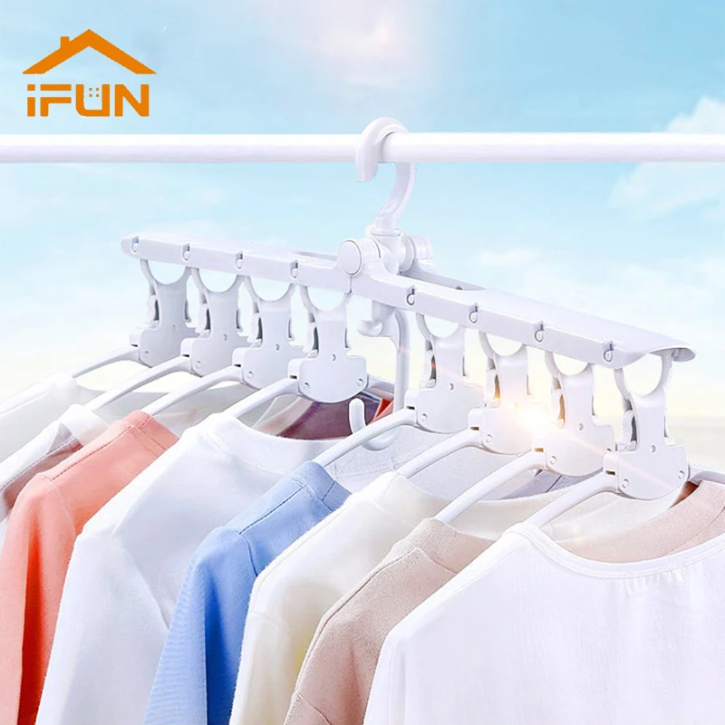 

iFun Hot Sale Clothes hanger organizer 8 in 1 clothes rack hanger Drying Racks Storage Rack hangers for clothes