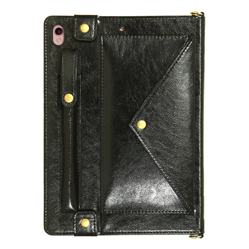 Black Для Ipad Mini 1 2 3 4 5 Чехол поколение Ремень Через Плечо Сумка дизайнерский кожаный чехол держатель ручки для карточек модные деловые мужские и женские переноски - Color: Black