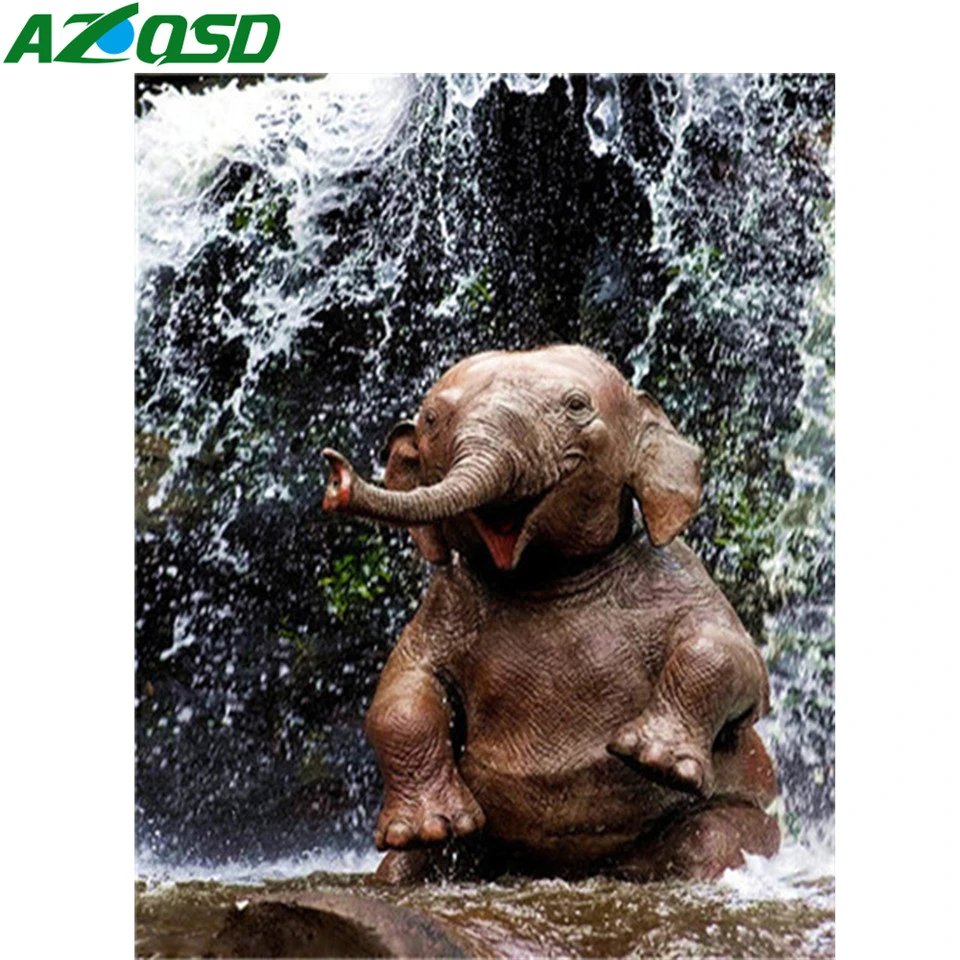 

AZQSD Coloring By Numbers For Adult Elephant Unframe DIY Unique Gift Oil Painting By Numbers Animal Acrylic Paint Decoration