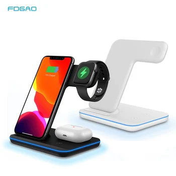 

FDGAO 3 IN 1 Wireless Charger Stand For iPhone 11 XR XR 8 Apple Watch 15W Qi Fast Charging Station for Airpods Pro iWatch 5 4 3