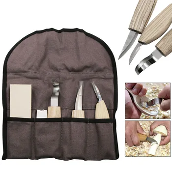 

5PCS High Manganese Steel Peeling Wood Carving Cutter Woodwork Sculptural DIY Wood Handle Spoon Carving Knife Woodcut Tools