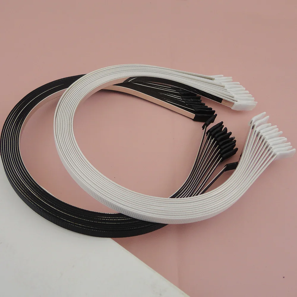 

10PCS 5mm Black Grosgrain Ribbon Covered Plain Metal Headbands,White lined Wire hairbands Plain Hair Hoops DIY hair accessories