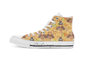 

happy thanksgiving turkey breathable Casual High Top lace-up Canvas shoes sneakers Drop shipping