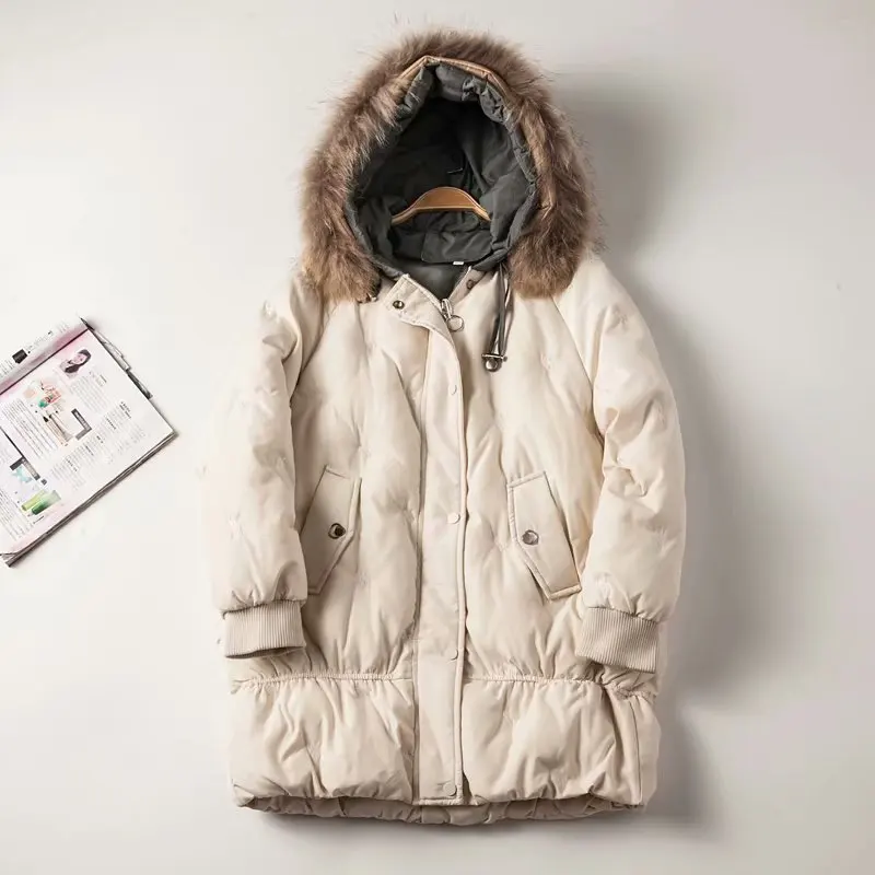 

2018 Autumn And Winter New Style Fur Collar Five-pointed Star Embroidered Hooded Cotton Overcoat Women's A3563sw