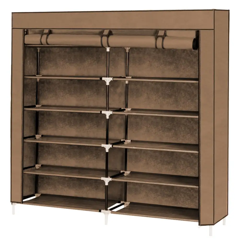 

6 Tiers Portable Shoe Rack Organizer Cabinet Mocha Non-woven Fabric Shoe Storage Rack Home Shoe Storage Box Room-saving