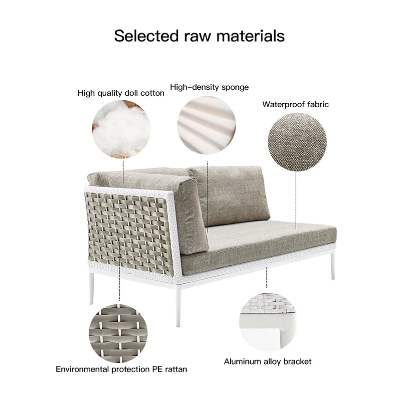 Minimalist Garden Furniture Modern Sofa Couch For 3 People Single Sofa Small Coffee Table Luxury Patio Camping Lounge Chairs