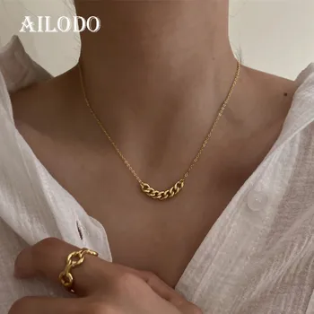 

Ailodo Korean Fashion Necklace For Women Girls Gold Silver Color Party Wedding Statement Necklace Collier Femme Bijoux 20AUG56