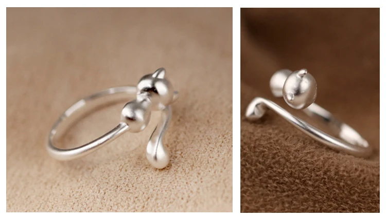 Silver Rings Silver Ring 925 Sterling Silver Grind arenaceous cat Open Rings For Women
