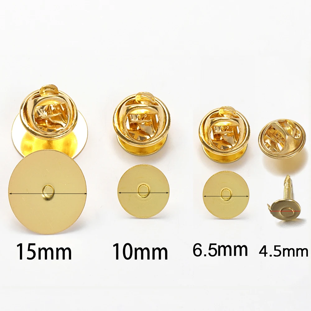 Gold Tie Tack Lapel Scatter Pin Backs with 10mm Glue On Pad | Brooch Pin  Blanks | Clutch Pin Back Findings | Badge Pin Backs (10 Sets)