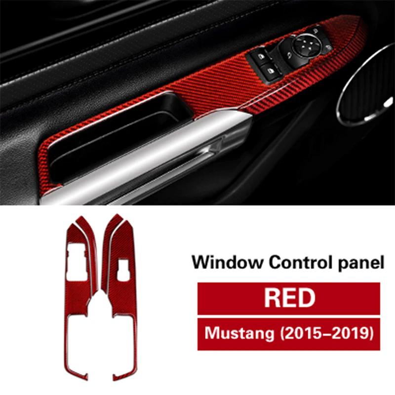 

Carbon Fiber Door Armrest Window Control Panel Decoration Cover Car Stickers For 2015-2019 Ford Mustang Interior Accessories