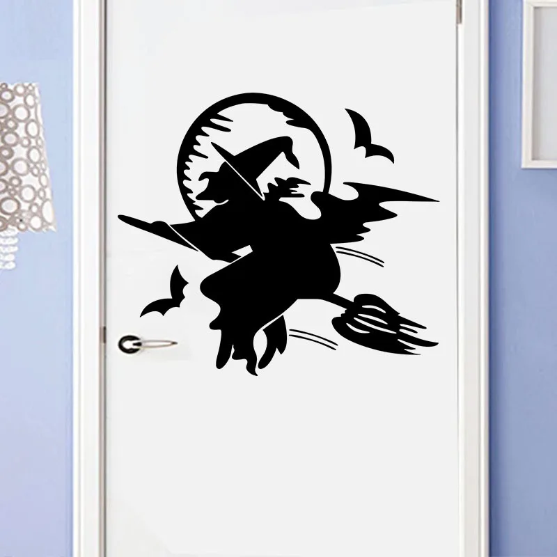 

Halloween 3d Witch Bat Wall Sticker Removable Pvc Wall Tattoo Decals From Living Room
