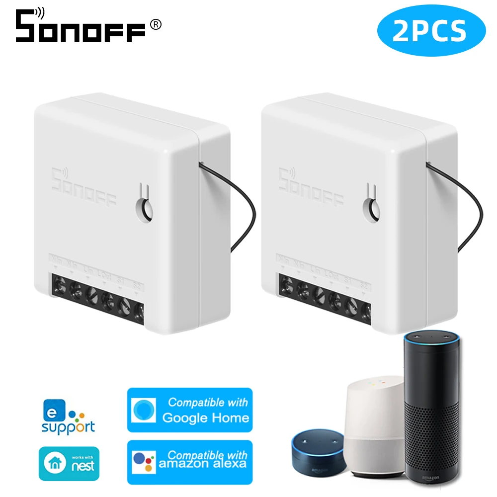 2pcs mini SONOFF Basic/мини двухсторонний Wifi умный переключатель маленькое приложение/LAN/голос/пульт дистанционного управления DIY Поддержка одного внешнего переключателя Google Home Alexa - Комплект: 2pcs mini