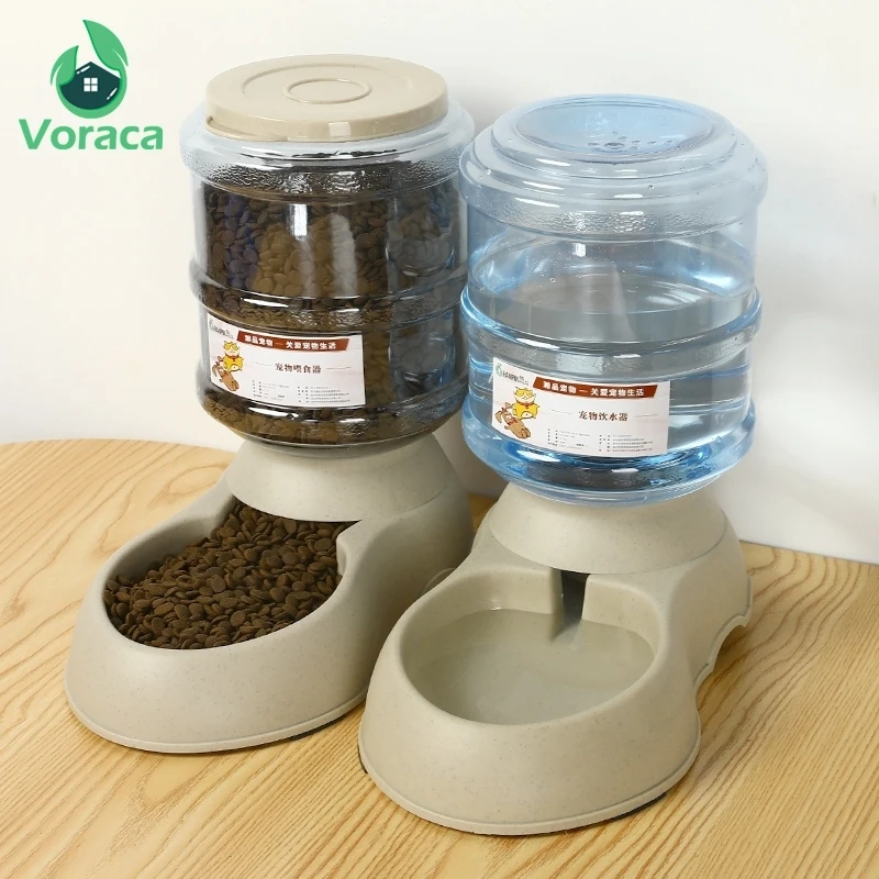 Large Capacity 3.8L Automatic Pet Feeder Adjustable Drinking Fountains  Food Dish Dog Puppy Bowl Water Dispenser Random Color