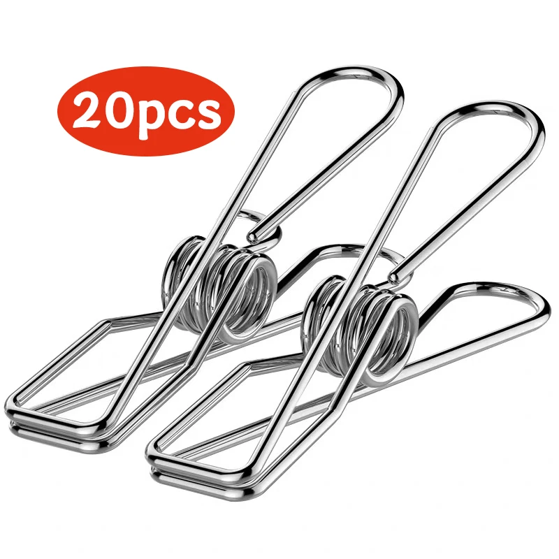 20pcs Stainless Steel Clothes Pegs Laundry Clamp Hanging Clip Hanger Windproof 