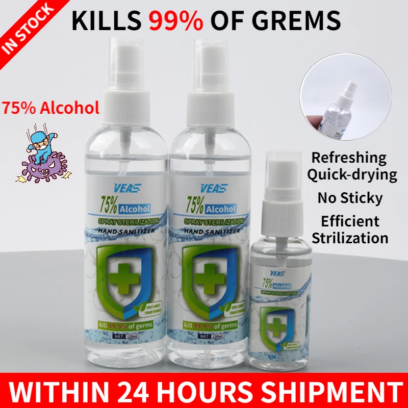 

Portable 75% Alcohol Hand Sanitizer Spray Antibacterial Disinfection Quick-Dry Wipe Out Bacteria Hand Sanitizer Fast Shipping