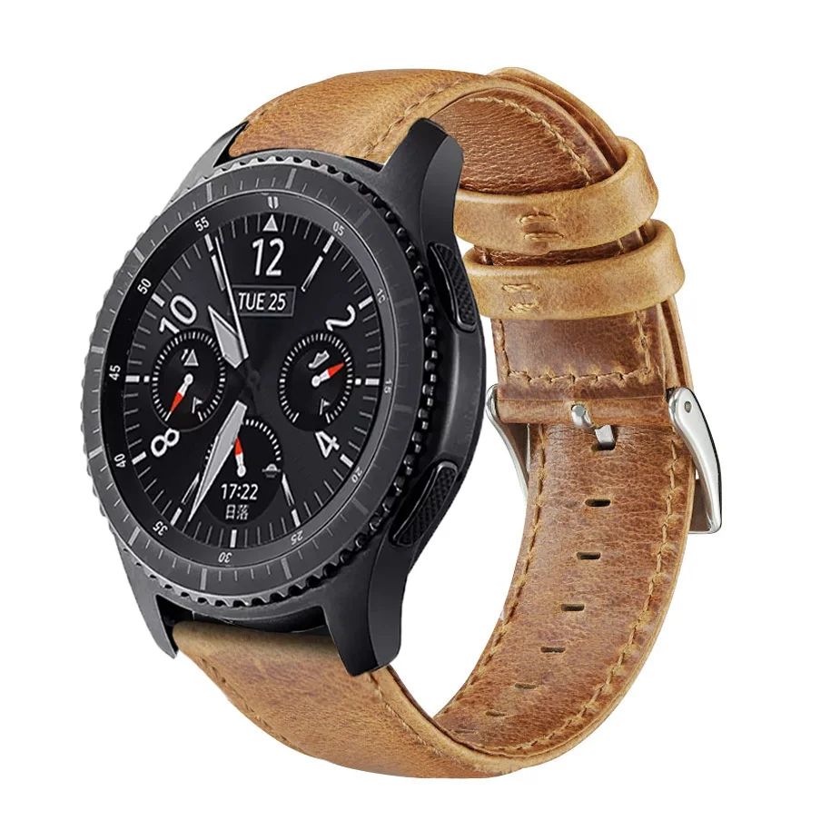 Кожаный ремешок классический для samsung galaxy watch 42 мм 46 мм ремешок 22 мм для samsung gear sport S2 S3 - Цвет ремешка: Коричневый