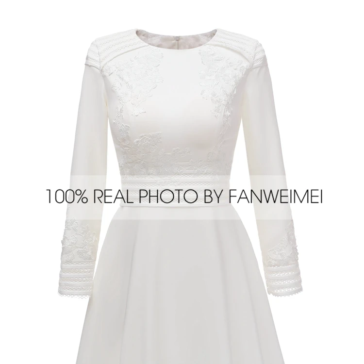 Реальное фото внутри простое атласное свадебное платье с длинным рукавом свадебное платье невесты на заказ