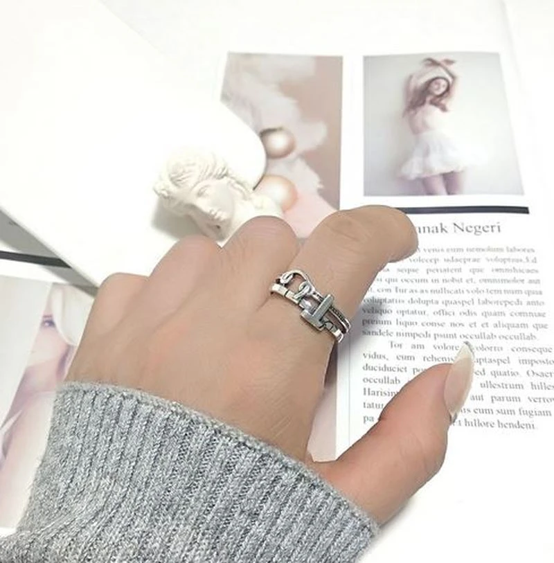Ártico Para editar blanco Anillo de plata S925 para mujer, sortija coreana con letra en forma de T,  apertura Vintage de diamante de plata tailandesa, anillos de plata de ley  925 para mujer|Anillos| - AliExpress
